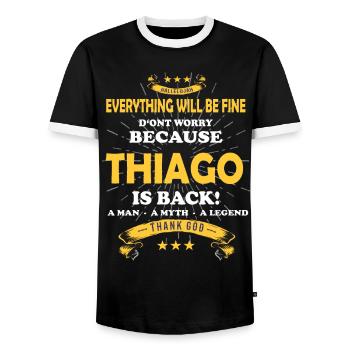 Tout ira bien Thiago est de retour - T-shirt contrasté Homme - noir/blanc - Devant - AI Model Female 172 light (172cm) & AI Model Male 178 light (178cm)