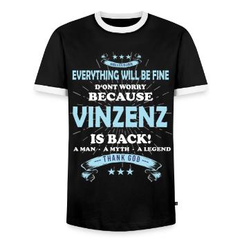 Everything will be fine Vinzens Is back - Men's Ringer Shirt - black/white - Front - AI Model Female 172 light (172cm) & AI Model Male 178 light (178cm)