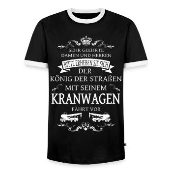 Le roi de la route, le conducteur de camion-grue - T-shirt contrasté Homme - noir/blanc - Devant - AI Model Female 172 light (172cm) & AI Model Male 178 light (178cm)