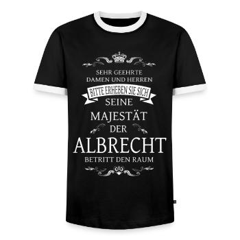 Sa Majesté Albrecht entre dans la pièce - T-shirt contrasté Homme - noir/blanc - Devant - AI Model Female 172 light (172cm) & AI Model Male 178 light (178cm)