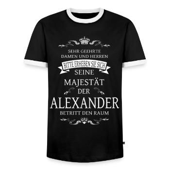 Sa Majesté Alexander entre dans la pièce - T-shirt contrasté Homme - noir/blanc - Devant - AI Model Female 172 light (172cm) & AI Model Male 178 light (178cm)