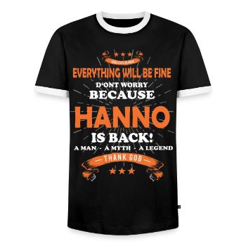 Everything will be fine Hanno Is back - Men's Ringer Shirt - black/white - Front - AI Model Female 172 light (172cm) & AI Model Male 178 light (178cm)