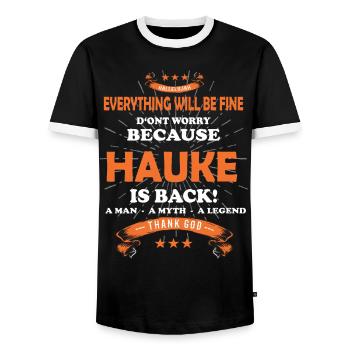Everything will be fine Hauke Is back - Männer Kontrast-T-Shirt - Schwarz/Weiß - Vorne - AI Model Female 172 light (172cm) & AI Model Male 178 light (178cm)