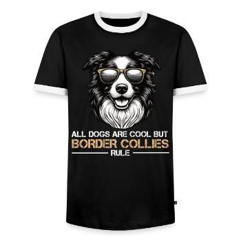 Tous les chiens sont des Cool Border Collie Collies Chien de troupeau - T-shirt contrasté Homme - noir/blanc - Devant - AI Model Female 172 light (172cm) & AI Model Male 178 light (178cm)