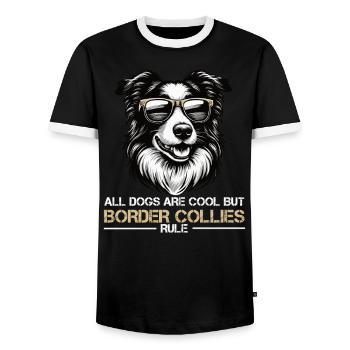 Tous les chiens sont des Cool Border Collie Collies Chien de troupeau - T-shirt contrasté Homme - noir/blanc - Devant - AI Model Female 172 light (172cm) & AI Model Male 178 light (178cm)