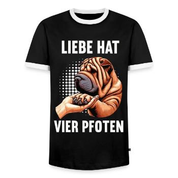 Liebe hat Vier Pfoten Shar Pei Shar Pei Besitzer - Männer Kontrast-T-Shirt - Schwarz/Weiß - Vorne - AI Model Female 172 light (172cm) & AI Model Male 178 light (178cm)