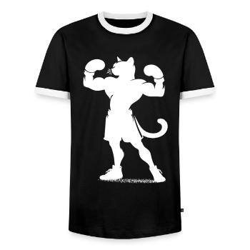 Boxing Cat, le design parfait pour les fans de chats - T-shirt contrasté Homme - noir/blanc - Devant - AI Model Female 172 light (172cm) & AI Model Male 178 light (178cm)