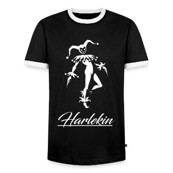 Harlekin Design – Perfekt für die Weibliche Närrin - Männer Kontrast-T-Shirt - Schwarz/Weiß - Vorne - AI Model Female 172 light (172cm) & AI Model Male 178 light (178cm)