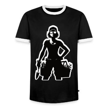 Design de jardinier pour la femme à la main verte - T-shirt contrasté Homme - noir/blanc - Devant - AI Model Female 172 light (172cm) & AI Model Male 178 light (178cm)