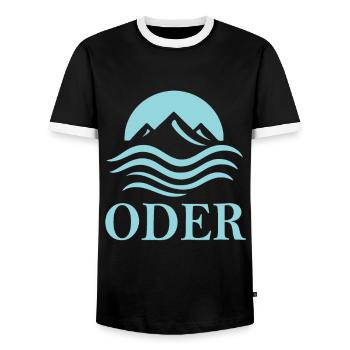 Or – pure nature on the border with Poland - Men's Ringer Shirt - black/white - Front - AI Model Female 172 light (172cm) & AI Model Male 178 light (178cm)