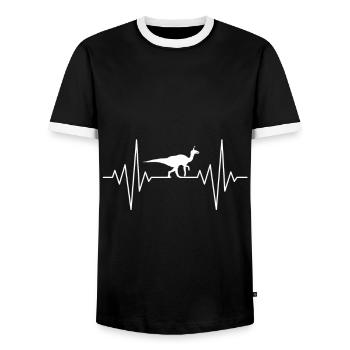 Mon cœur dort pour la conception de Tsintaosaurus - T-shirt contrasté Homme - noir/blanc - Devant - AI Model Female 172 light (172cm) & AI Model Male 178 light (178cm)