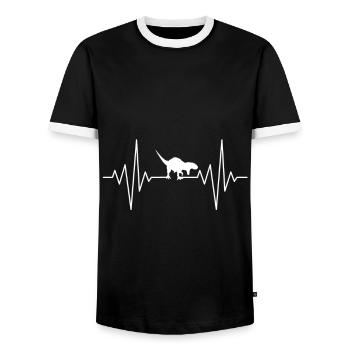 mon cœur dort pour l’Allosaurus, le design - T-shirt contrasté Homme - noir/blanc - Devant - AI Model Female 172 light (172cm) & AI Model Male 178 light (178cm)
