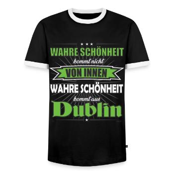 La vraie beauté vient du design de Dublin - T-shirt contrasté Homme - noir/blanc - Devant - AI Model Female 172 light (172cm) & AI Model Male 178 light (178cm)