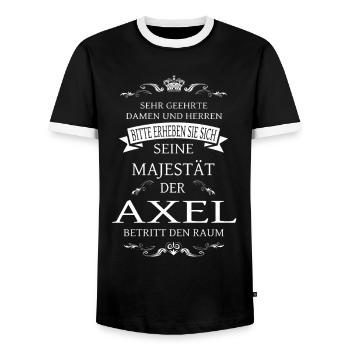 Sa Majesté l’Axel entre dans la pièce - T-shirt contrasté Homme - noir/blanc - Devant - AI Model Female 172 light (172cm) & AI Model Male 178 light (178cm)