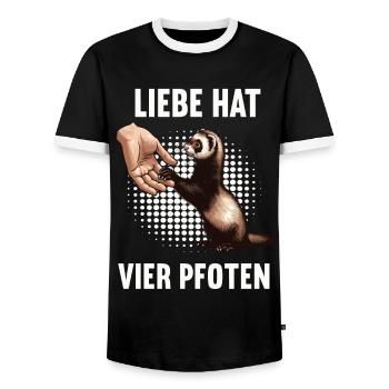 Liebe hat Vier Pfoten Frettchen Frettchenhalter - Männer Kontrast-T-Shirt - Schwarz/Weiß - Vorne - AI Model Female 172 light (172cm) & AI Model Male 178 light (178cm)