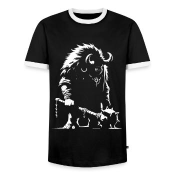 Orc, Ogre, Troll Silhouettes Design - Men's Ringer Shirt - black/white - Front - AI Model Female 172 light (172cm) & AI Model Male 178 light (178cm)