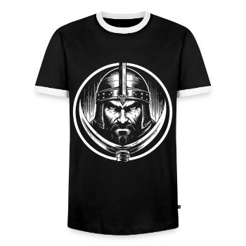 Cool Sultan Saladin design for the history fan - Men's Ringer Shirt - black/white - Front - AI Model Female 172 light (172cm) & AI Model Male 178 light (178cm)