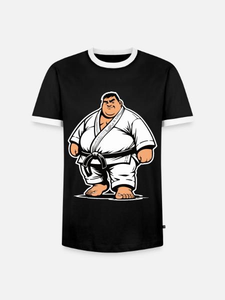 Dicker Kampfsportler - Männer Kontrast-T-Shirt - Schwarz/Weiß