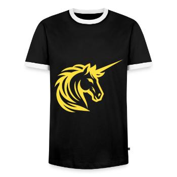 Gelbes Einhorn Design – Magisch und Fantastisch - Männer Kontrast-T-Shirt - Schwarz/Weiß - Vorne - AI Model Female 172 light (172cm) & AI Model Male 178 light (178cm)