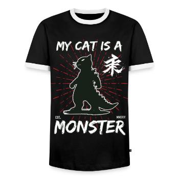 Chats Kaiju Design pour chats et fan de monstres - T-shirt contrasté Homme - noir/blanc - Devant - AI Model Female 172 light (172cm) & AI Model Male 178 light (178cm)