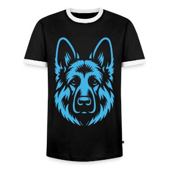 Simple Blue Shepherd Design - Men's Ringer Shirt - black/white - Front - AI Model Female 172 light (172cm) & AI Model Male 178 light (178cm)