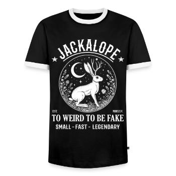 Jackalope Design - Das mystische Kaninchen - Männer Kontrast-T-Shirt - Schwarz/Weiß - Vorne - AI Model Female 172 light (172cm) & AI Model Male 178 light (178cm)
