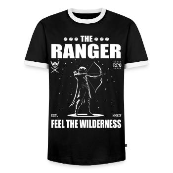 Ranger – ressentez la nature sauvage – le design du ranger - T-shirt contrasté Homme - noir/blanc - Devant - AI Model Female 172 light (172cm) & AI Model Male 178 light (178cm)