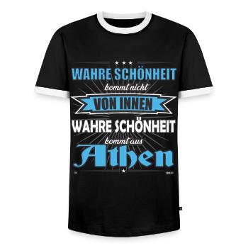La vraie beauté vient d’Athens Design - T-shirt contrasté Homme - noir/blanc - Devant - AI Model Female 172 light (172cm) & AI Model Male 178 light (178cm)