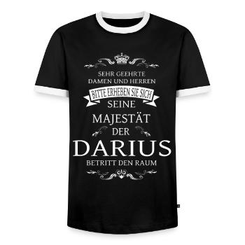 Sa Majesté le Darius entre dans la pièce - T-shirt contrasté Homme - noir/blanc - Devant - AI Model Female 172 light (172cm) & AI Model Male 178 light (178cm)