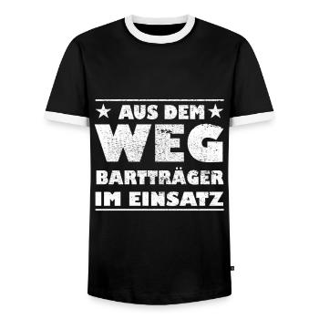 Hors du chemin Porteur de barbe en action Design - T-shirt contrasté Homme - noir/blanc - Devant - AI Model Female 172 light (172cm) & AI Model Male 178 light (178cm)