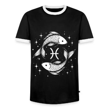 Zodiac sign Pisces - for real Pisces-born - Men's Ringer Shirt - black/white - Front - AI Model Female 172 light (172cm) & AI Model Male 178 light (178cm)