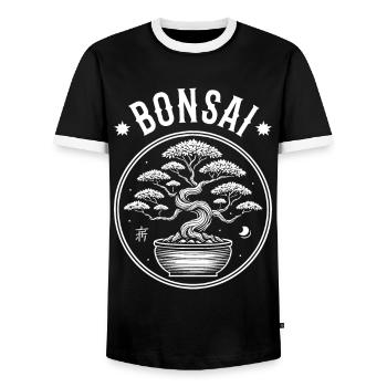 Bonsai Design - for Fas of the Japanese Tree - Men's Ringer Shirt - black/white - Front - AI Model Female 172 light (172cm) & AI Model Male 178 light (178cm)