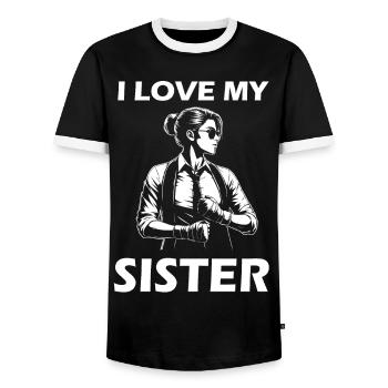 J’aime ma sœur - Design pour l’amour fraternel - T-shirt contrasté Homme - noir/blanc - Devant - AI Model Female 172 light (172cm) & AI Model Male 178 light (178cm)