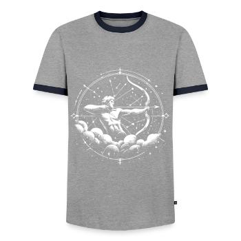 Signe du zodiaque Sagittaire - design pour les vrais optimistes - T-shirt contrasté Homme - gris/marine  - Devant - AI Model Female 172 light (172cm) & AI Model Male 178 light (178cm)