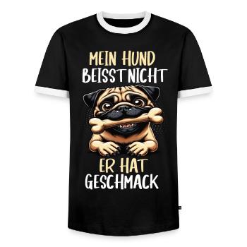 Mein Hund Beisst nicht Mops Möpse Mopsbesitzer - Männer Kontrast-T-Shirt - Schwarz/Weiß - Vorne - AI Model Female 172 light (172cm) & AI Model Male 178 light (178cm)