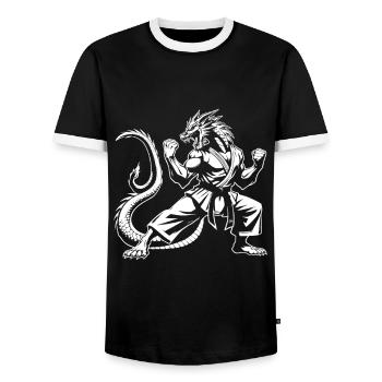 Dragon d’arts martiaux – Puissance et légende - T-shirt contrasté Homme - noir/blanc - Devant - AI Model Female 172 light (172cm) & AI Model Male 178 light (178cm)