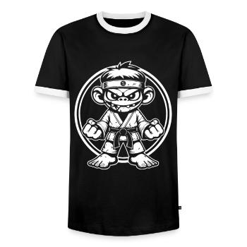 Martial Arts Freak – Live for Combat - Men's Ringer Shirt - black/white - Front - AI Model Female 172 light (172cm) & AI Model Male 178 light (178cm)