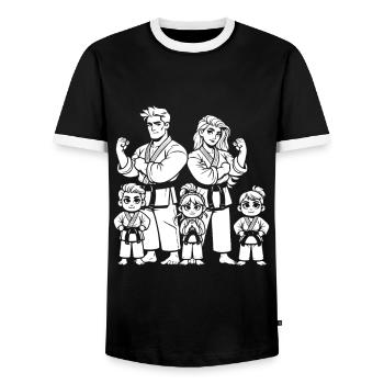 Martial Arts Family – Strong Together - Men's Ringer Shirt - black/white - Front - AI Model Female 172 light (172cm) & AI Model Male 178 light (178cm)