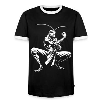 Martial Arts Grasshopper – Agility and Jumping Power - Men's Ringer Shirt - black/white - Front - AI Model Female 172 light (172cm) & AI Model Male 178 light (178cm)