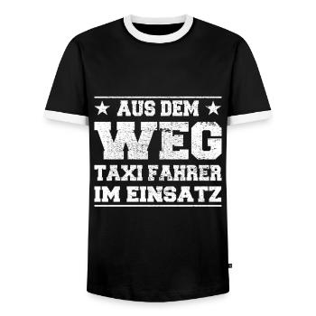 Chauffeur de taxi en service Design - T-shirt contrasté Homme - noir/blanc - Devant - AI Model Female 172 light (172cm) & AI Model Male 178 light (178cm)