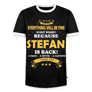 Tout ira bien Stefan est de retour - T-shirt contrasté Homme - noir/blanc - Devant - AI Model Female 172 light (172cm) & AI Model Male 178 light (178cm)