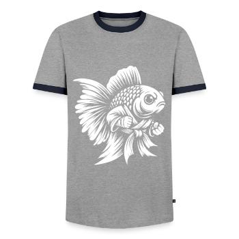 Kampfsport Kampffisch – Der Meister der Gewässer - Männer Kontrast-T-Shirt - Grau/Navy  - Vorne - AI Model Female 172 light (172cm) & AI Model Male 178 light (178cm)