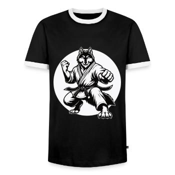 Kampfsport Wolf – Stärke und Loyalität - Männer Kontrast-T-Shirt - Schwarz/Weiß - Vorne - AI Model Female 172 light (172cm) & AI Model Male 178 light (178cm)