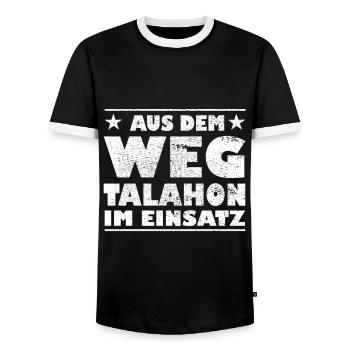 Aus dem Weg Talahon im Einsatz Design - Männer Kontrast-T-Shirt - Schwarz/Weiß - Vorne - AI Model Female 172 light (172cm) & AI Model Male 178 light (178cm)