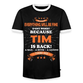 Everything will be fine Tim Is back - Men's Ringer Shirt - black/white - Front - AI Model Female 172 light (172cm) & AI Model Male 178 light (178cm)