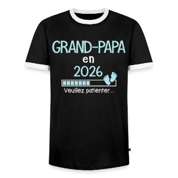 Grand-Papa en 2026 Cadeau Futur Grand-père humour - T-shirt contrasté Homme - noir/blanc - Devant - AI Model Female 172 light (172cm) & AI Model Male 178 light (178cm)
