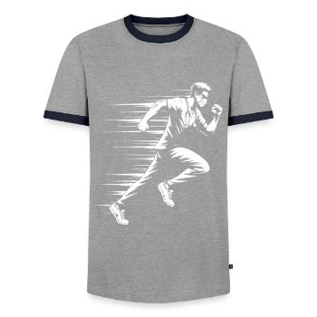 Laufender Arzt – Dynamisches Medizin-Design - Männer Kontrast-T-Shirt - Grau/Navy  - Vorne - AI Model Female 172 light (172cm) & AI Model Male 178 light (178cm)