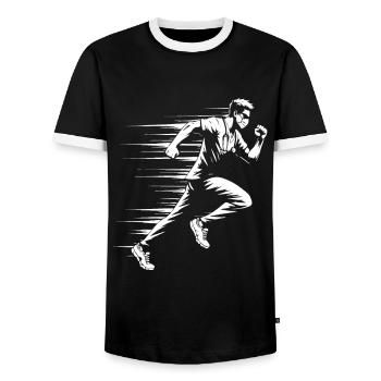 Running Doctor – Dynamic Medicine Design - Men's Ringer Shirt - black/white - Front - AI Model Female 172 light (172cm) & AI Model Male 178 light (178cm)