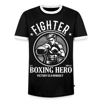 Box Kämpfer – Sieg ist eine Denkweise - Männer Kontrast-T-Shirt - Schwarz/Weiß - Vorne - AI Model Female 172 light (172cm) & AI Model Male 178 light (178cm)