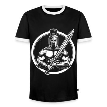 Spartans – Warrior Design for the Sparta Fan - Men's Ringer Shirt - black/white - Front - AI Model Female 172 light (172cm) & AI Model Male 178 light (178cm)
